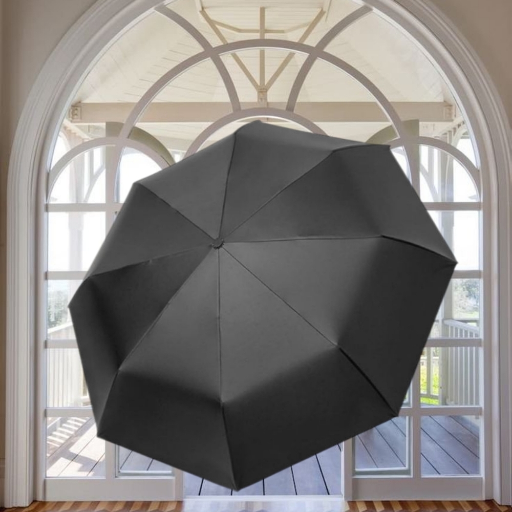 Black Compact Umbrella, UV Protection Black Umbrella, Foldable. NWT - Picture 2 of 7